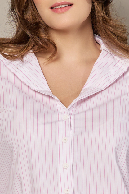 Camisa Sálvia Branco e Rosa