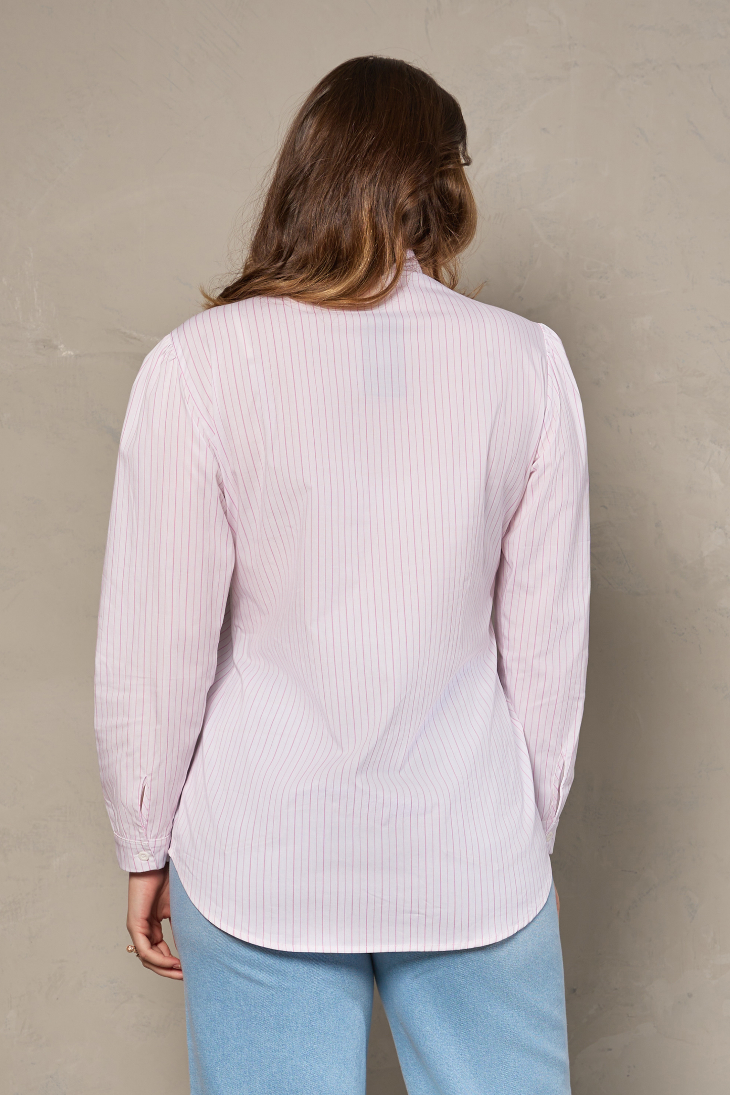 Camisa Sálvia Branco e Rosa