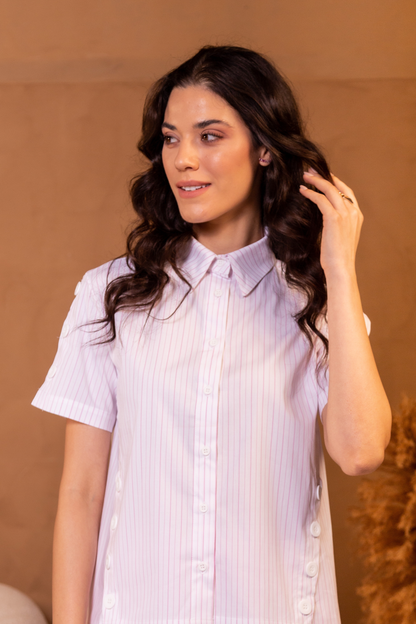 Camisa Angra Branco e Rosa